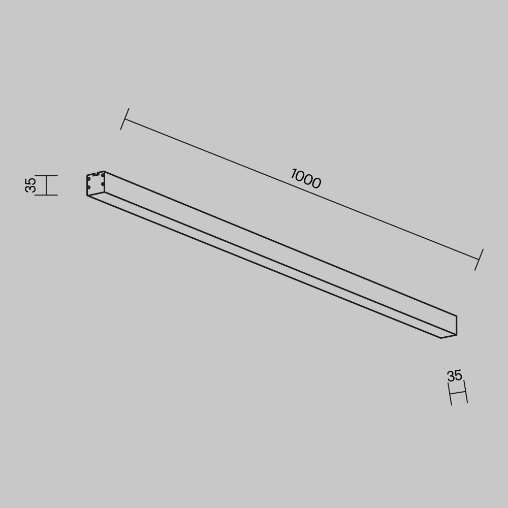 Линейный светильник накладной 3000K 35x35 20 Вт (Серебро, 1 м) LL311003