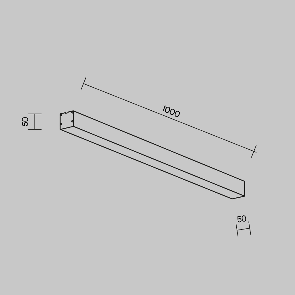 Линейный светильник накладной 3000K 50x50 20 Вт (Серебро, 1 м) LL311019