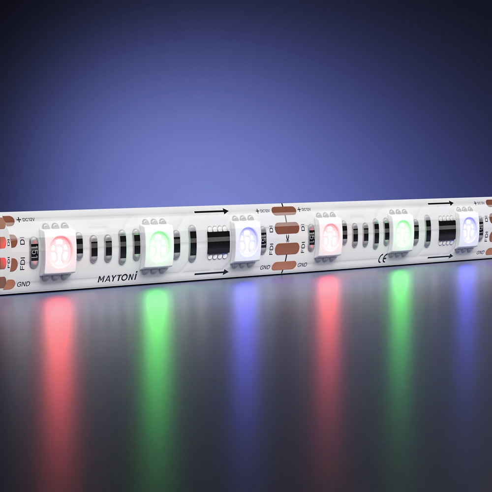 Светодиодная лента 12В 5050 14,4Вт/м 5м IP 65 Адресная (SPI) Цветная (RGB) 201243