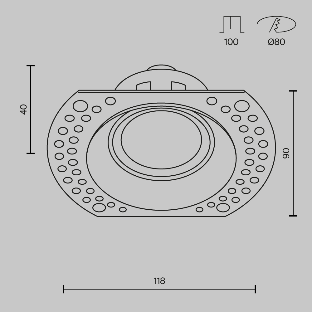 Встраиваемый светильник Точка / Dot 1*GU10 10 Вт