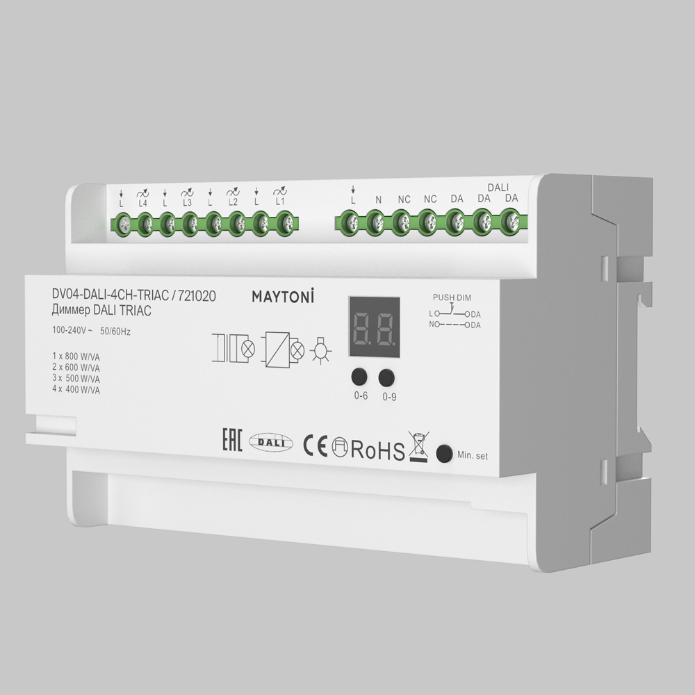 Диммер DALI DT6 четырёхканальный TRIAC 230В DIN 800Вт
