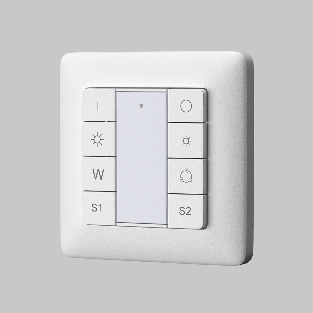 Кнопочная настенная панель 2 сцены, 1 группа DALI DT8 Цветной (RGB)+W