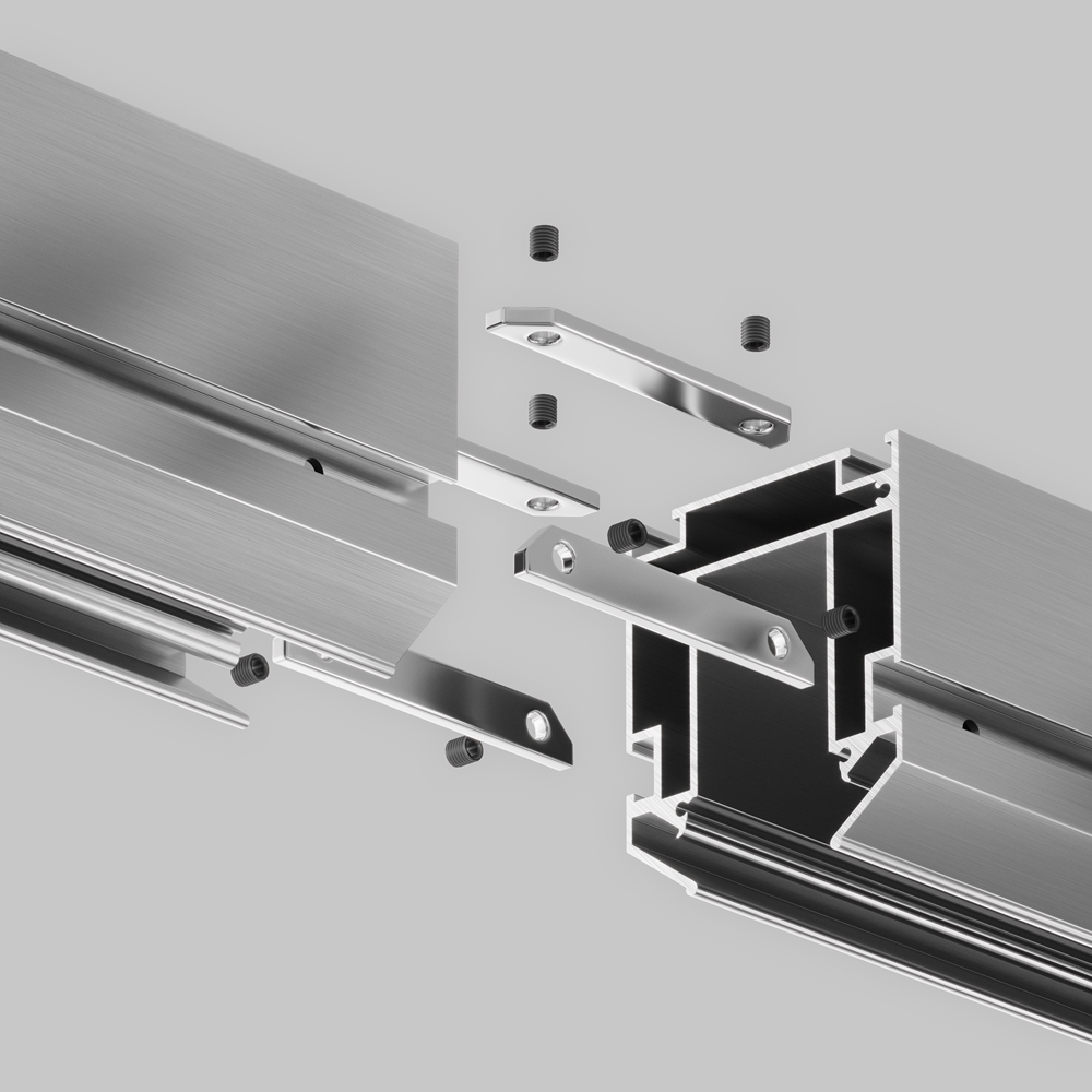 Комплект прямых соединителей (2 соединителя + 4 винта) для профиля  TRA034MP-2S-1. | TRA034C-MP-1 купить в Москве, СПб – и других городах России