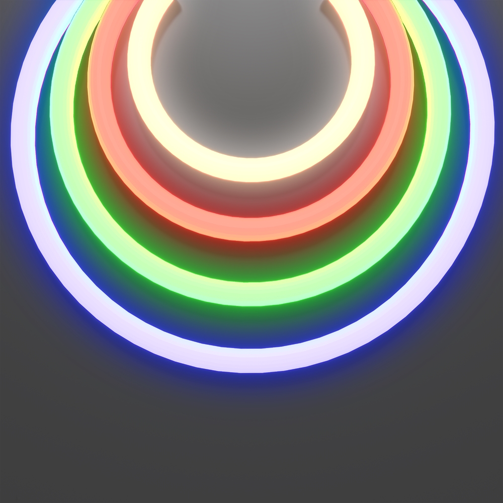 Гибкий неон круглый 360° D25 24В 17,2Вт/м Цветной (RGB) + 3000К IP65 5м