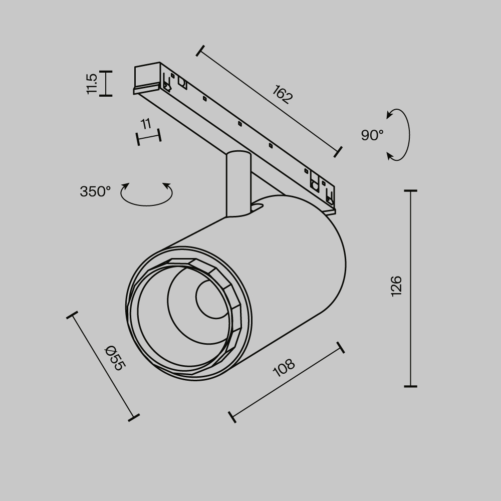 Трековый светильник Фокус / Focus Zoom Exility X 3000K 12Вт 10-45°