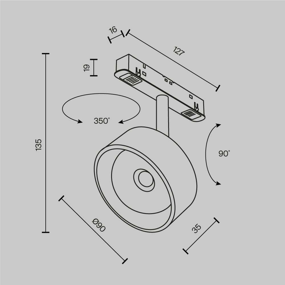 Трековый светильник Линза / Lens Exility 2700-6500K 15Вт 70° Dim Dali